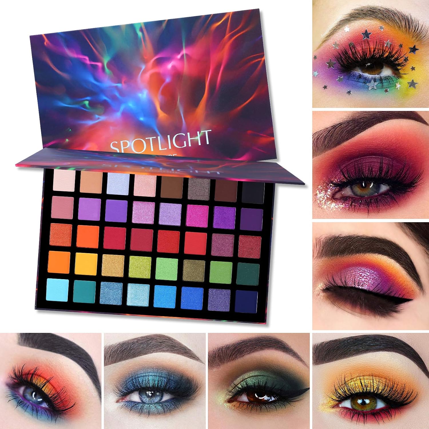 Ucanbe Spotlight Eyeshadow Palette Professional 40 Color Eye Shadow Matte Shimmer Makeup Pallet Highly Pigmented Colorful Powder Long Lasting Waterproof Eye Shadow