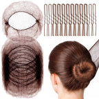 Fandamei Hair Accessories Set: 20Pcs Mesh Hair Nets Invisible And 40Pcs U Shaped Hair Pins For Women, Girls, Ballet Bun Maker & Dance (Hair Nets- 20 Inch(50Cm), Hair Pins- 2.4 Inch(6Cm)), Brown