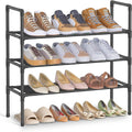 Songmics 3-Tier Shoe Rack, Shoe Storage For Hallway Closet, Slim And Space-Saving, Metal Frame, Non-Woven Fabric Shelves, Black Ulsh043Bh01