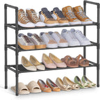Songmics 3-Tier Shoe Rack, Shoe Storage For Hallway Closet, Slim And Space-Saving, Metal Frame, Non-Woven Fabric Shelves, Black Ulsh043Bh01