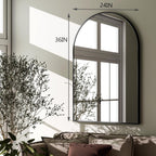Harritpure Arched Wall Mirror 24"X36" Black Metal Frame Vanity Mirrors | Aluminum Alloy Frame Bathroom Mirror Living Room, Bedroom And Entryway
