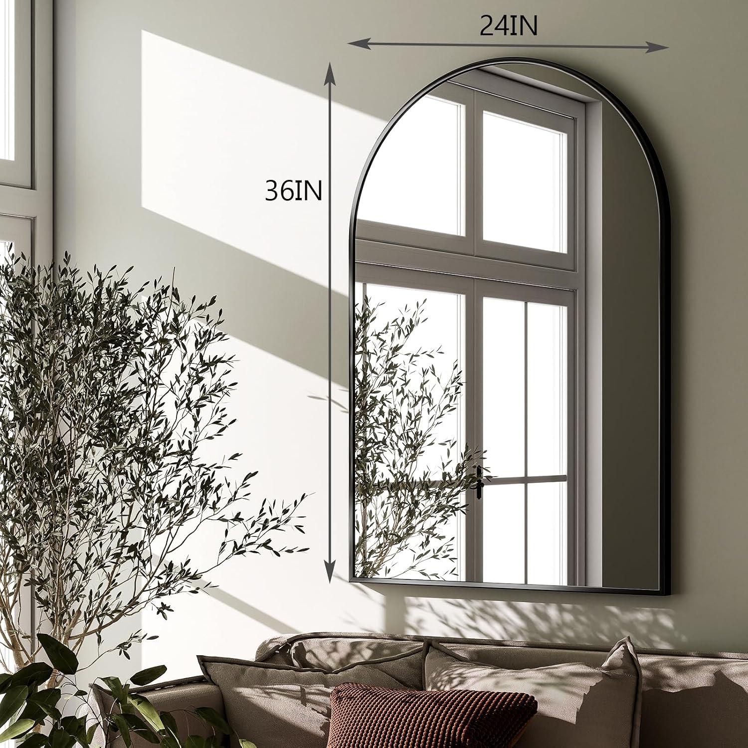 Harritpure Arched Wall Mirror 24"X36" Black Metal Frame Vanity Mirrors | Aluminum Alloy Frame Bathroom Mirror Living Room, Bedroom And Entryway