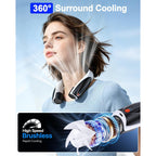 Portable Neck Fan, Max 20H, Rechargeable Personal Fan With 6000Mah Battery, 360° Cooling, 6 Speeds Hands-Free Wearable Fan, Gifts For Men, Women, Travel, World Cup, Outdoor