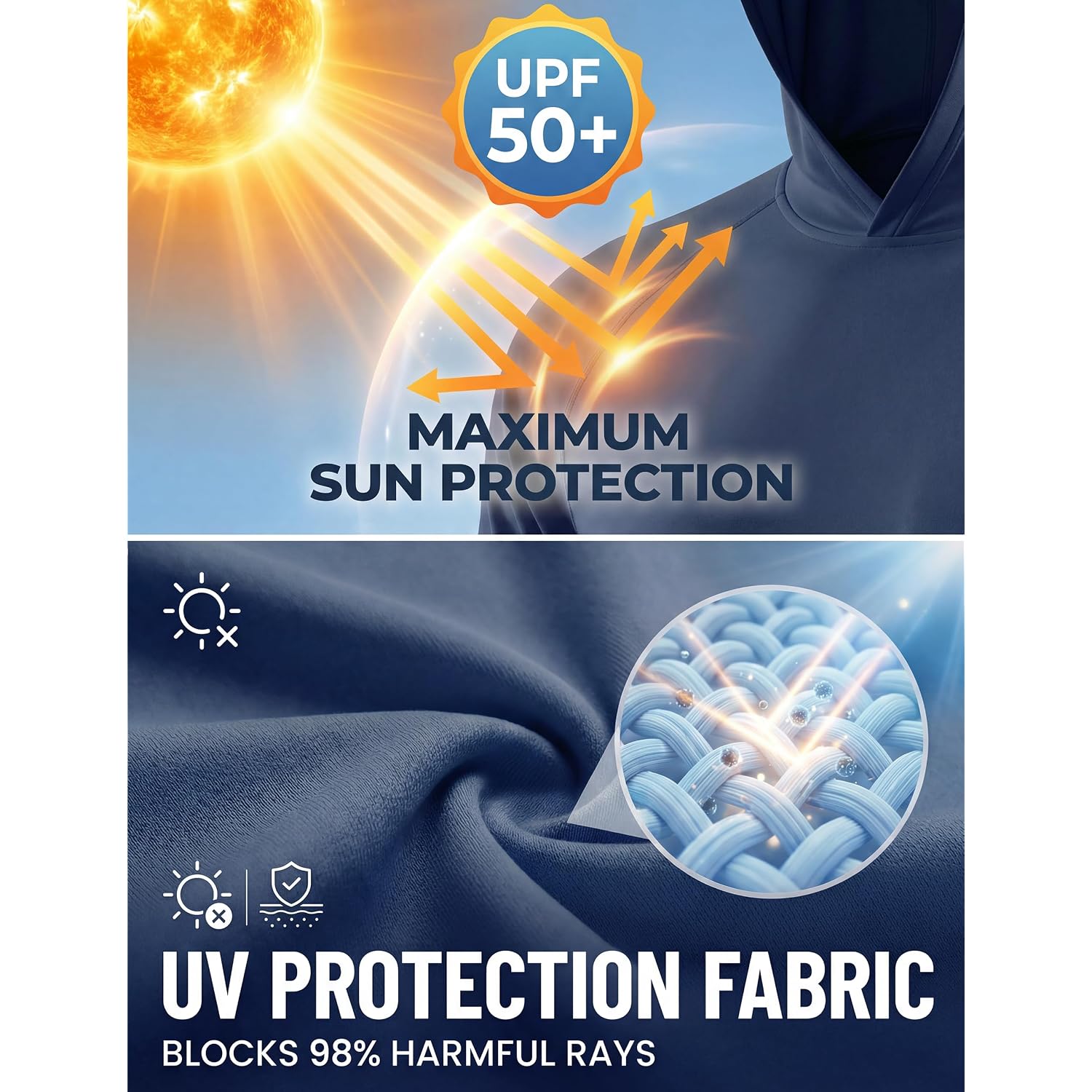 3 Pack Upf 50+ Sun Protection Mens Hoodie Long Sleeve Spf Fishing Shirt Swim Rash Guard Athletic Workout Tops