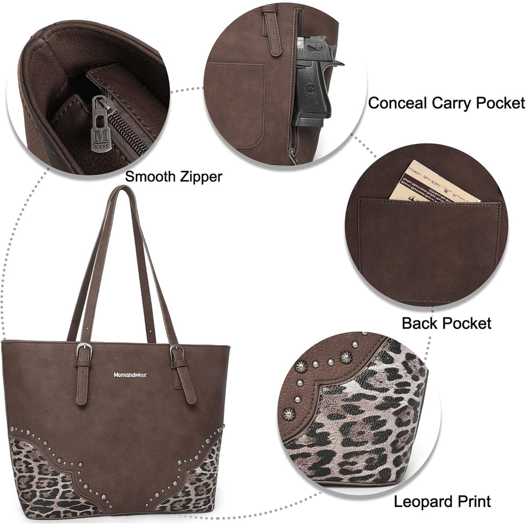 Montana West Purses for Women Tote Bag 3Pcs Set Leopard Print Satchel Handbags