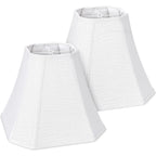 2-Pack White Square Cut Corner Lamp Shades, 6.5" Top × 13" Bottom × 10.8" Height, Spider Fitter – Medium Shade For Table Lamps, Foldable Bell Fabric Lampshade, Modern & Minimalist Home Decor.