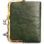 AOXONEL Womens Wallet Small Rfid Ladies Compact Bifold Leather Vintage Coin Purse With Zipper and Kiss Lock