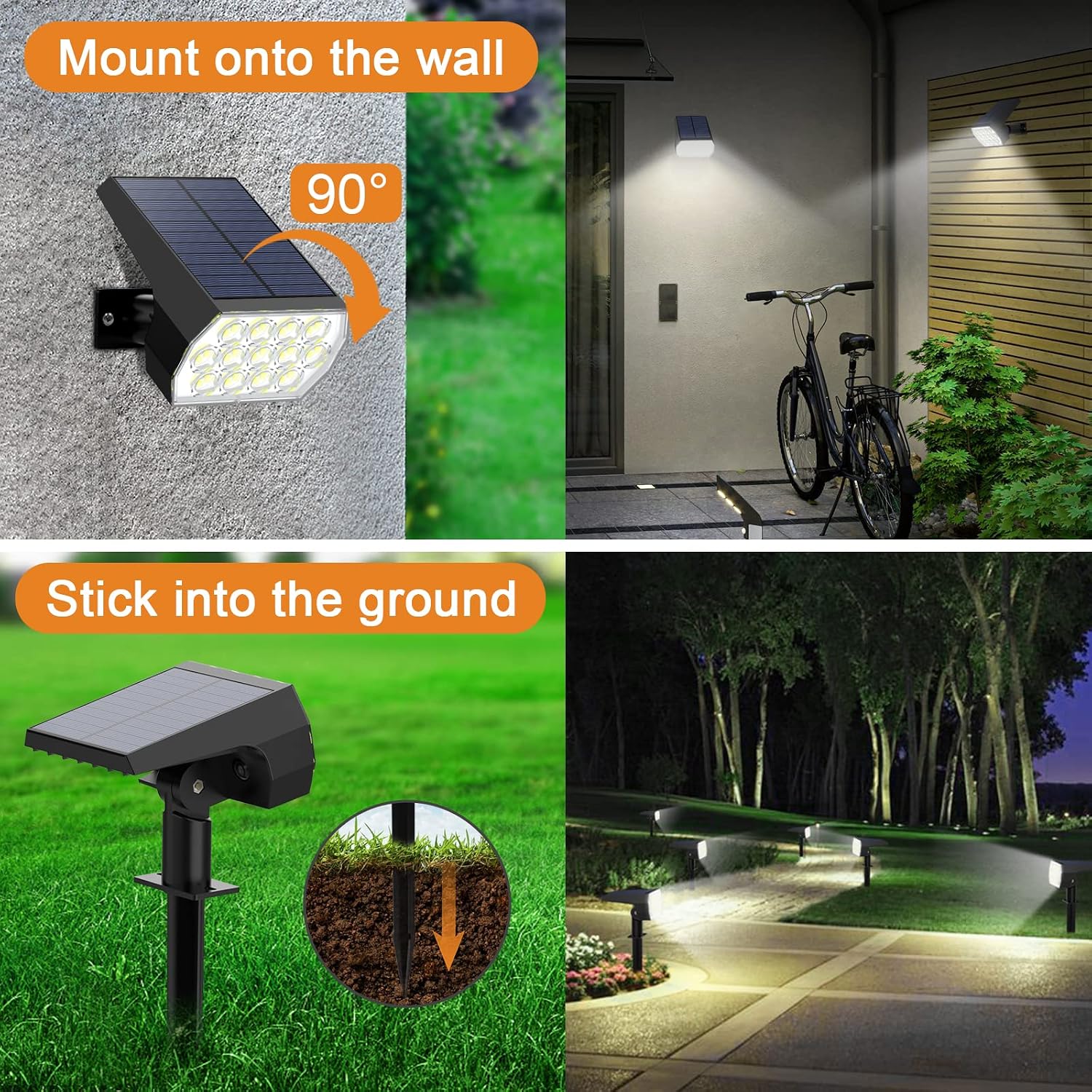 Solar Spot Lights Outdoor, [6 Pack/65 Led/3 Modes] Solar Landscape Spotlights, Solar Powered Christmas Halloween Lights, Ip68 Waterproof Wall Lights For Walkway Yard Garden Driveway(Cool White)