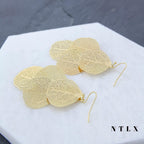 Bohemian Boho Filigree Leaf Chandelier Dangle Earrings for Women – Handcrafted Delicate – 14K Gold Plated – Lightweight