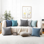 Decorative Chenille Throw Pillow Covers 24X24 Cushion Case Steelblue | Pack Of 2 Square Soft Cozy Concise Modern Farmhouse Fall Pillow Covers For Sofa Couch Bed Living Room Home Decor