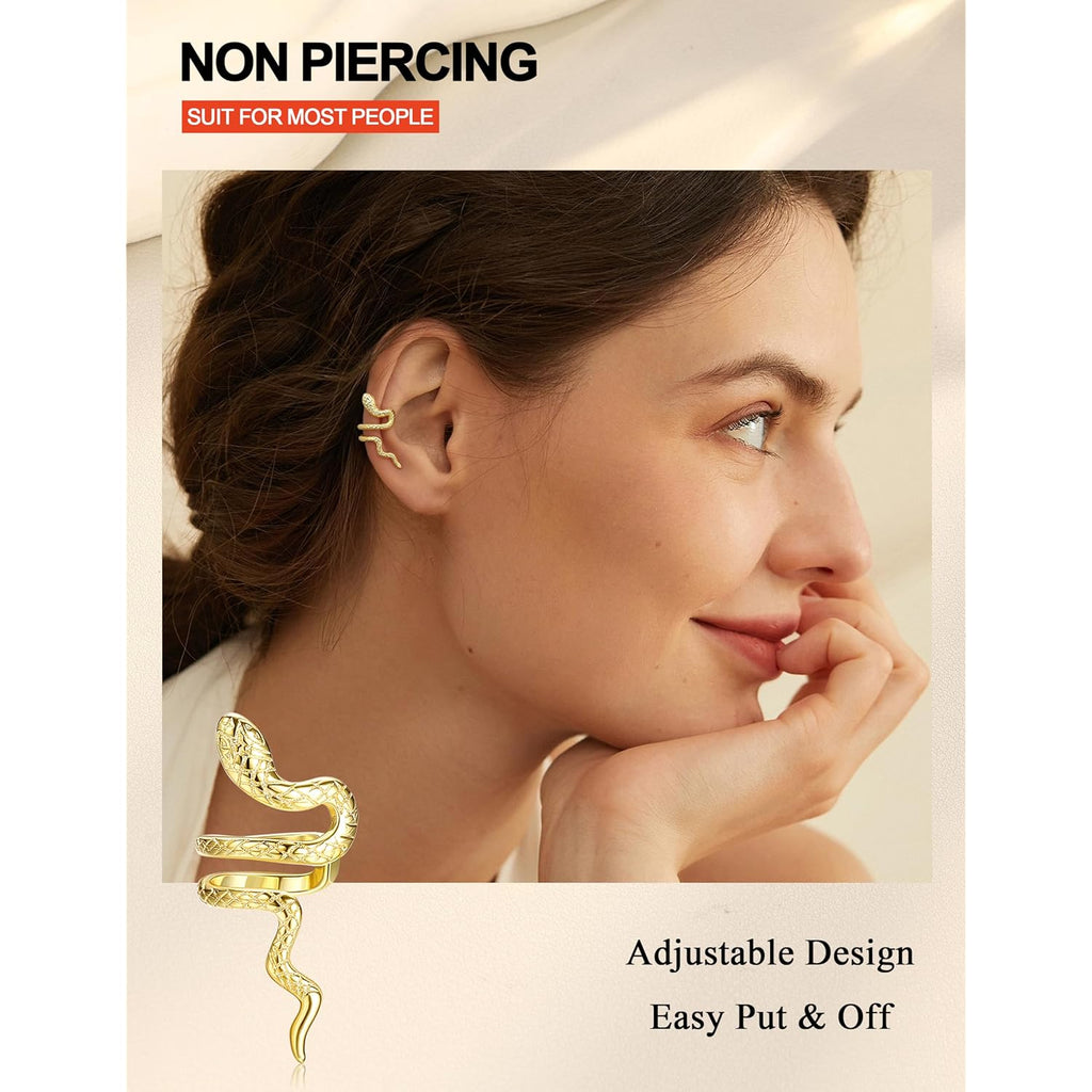 18 Pcs Ear Cuff Earrings for Women 14K Gold Plated Ear Cuffs Non Piercing Adjustable Ear Cuff Earring Clip On Cartilage Helix Wrap Ear Jewelry Set