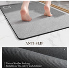 Bathroom Runner Mat Rugs Long Diatomite Stone Bath Mat Large Super Absorbent Diatomaceous Earth Bath Mat Non Slip Rubber Backed Fast Dry Shower Mat Thin Bathroom Rugs Floor Mat,15.7"X47.2",Grey