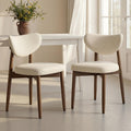 Vasagle Wooden Dining Chairs Set Of 2, Upholstered Kitchen Chairs With Solid Wood Legs, Ergonomic Curved Backrest, Built-In Handle, Mid Century Modern, For Kitchen Dining Vanity, Cappuccino Beige