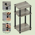 Furinno Just Side Table, 3-Tier End Table, Open Shelves Night Stand, Bedside Table, Toolless Assembly, For Living Room, Bedroom, Bathroom, French Oak