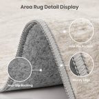 Valenrug Washable Rugs 5x7 - Stain Resistant 5x7 Area Rugs for Living Room, Non Slip Backing Printed Rugs for Bedroom, Folable Machine Washable Area Rug (5'x7', Beige)