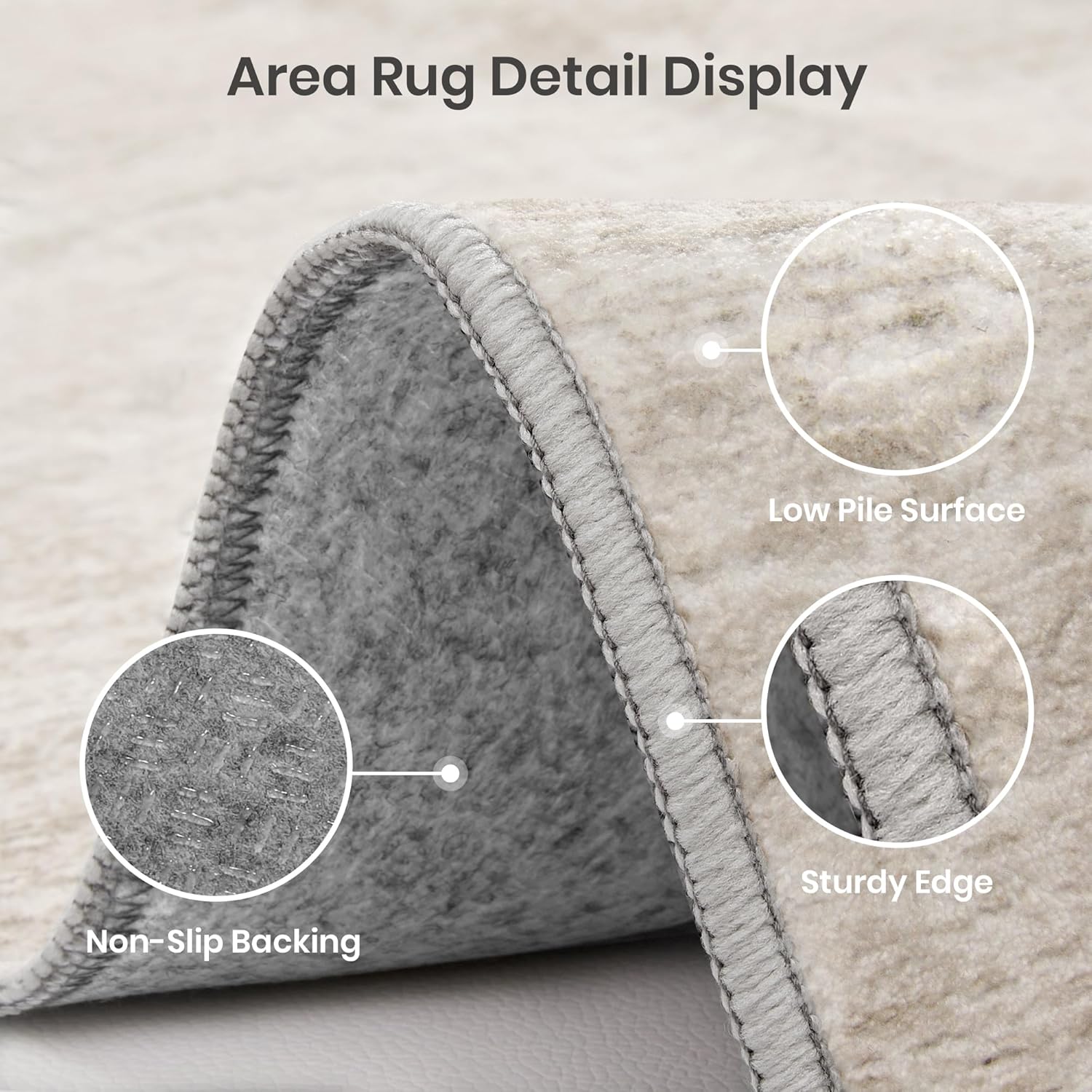Valenrug Washable Rugs 5x7 - Stain Resistant 5x7 Area Rugs for Living Room, Non Slip Backing Printed Rugs for Bedroom, Folable Machine Washable Area Rug (5'x7', Beige)