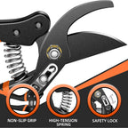 Decerk® 8.5" Professional Pruning Shears - Cuts 4X Easier With Ultra Sharp Japanese Steel Titanium Blade, Arthritis Friendly Garden Scissors & Plant Clippers, Effortlessly Prunes 3/4" Branches