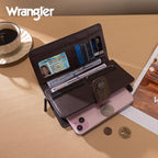 Montana West X Wrangler Large Womens Wallet Western Tooling Flower Wallets, Card Cases & Money Organizers Bifold Card Cash Phone Wallet Ladies Female Travel Clutch Wallets With Rfid Lining