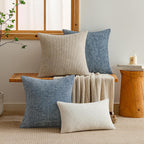 Blue Chenille Throw Pillow Covers 12X20 Inch Pack Of 2 Modern Decorative Throw Pillow Covers Farmhouse Cross Covers Modern Home Decor For Sofa Bedroom Living Room
