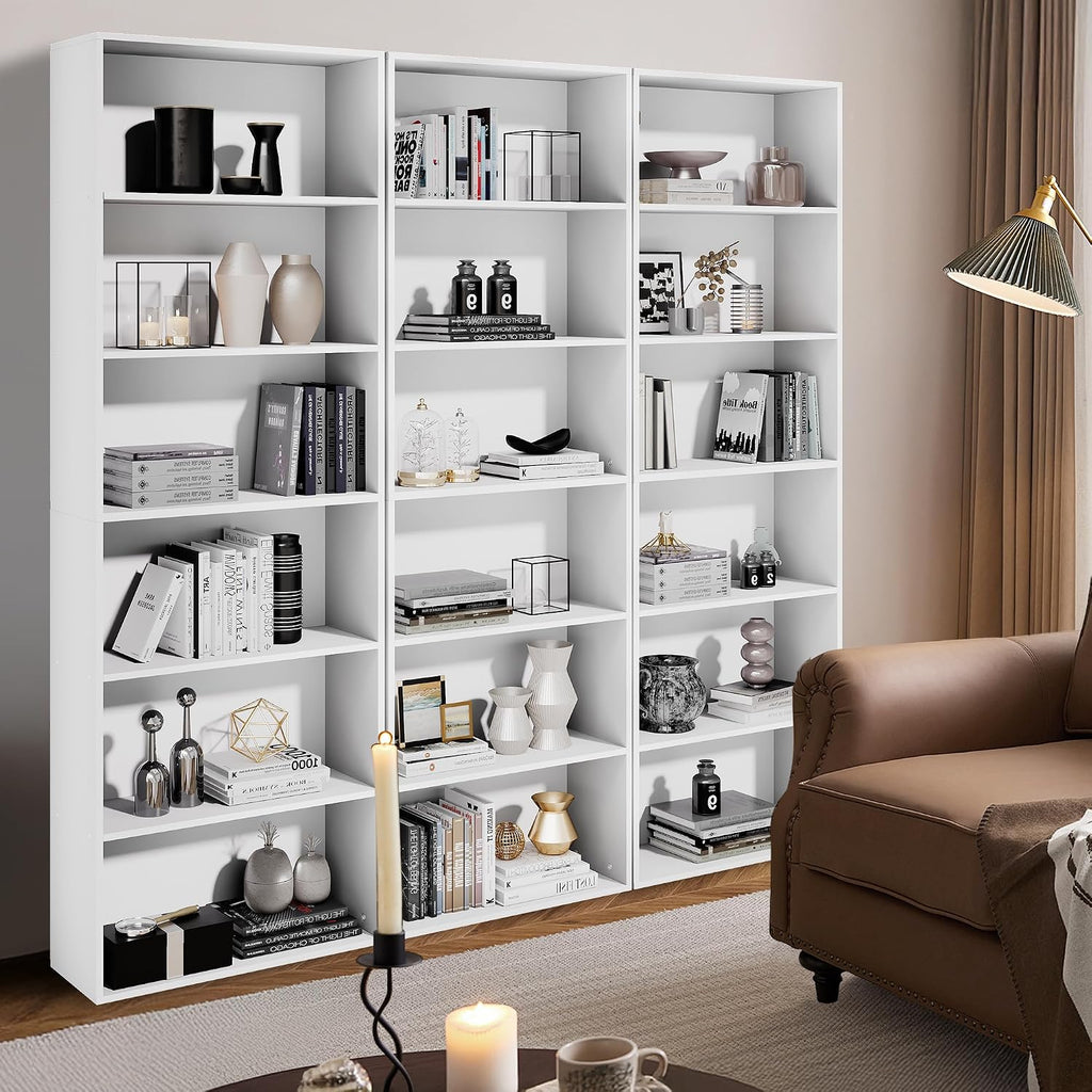 71" Tall 6-Tier Bookshelf, Large Open Display Bookcase With Ample Storage, Floor Standing Book Shelf For Living Room, Home Office, Bed Room, White