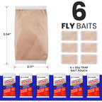 Fly Bait Fly Trap Refill Packets 6X1Oz. Non Toxic Dissolvable Granules Work With All Reusable Flies Traps Outdoors Attractant. Flies Trap Bait Magnet Ranch Flytrap Outdoors. Cebo Para Moscas