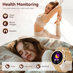 Smart Watches for Women, HD Screen Fitness Tracker 5ATM Waterproof with Bluetooth Make/Answer Calls, Activity Trackers with Heart Rate/Sleep/Female/SpO2 Monitor, Smartwatch for iPhone/Android(2 bands)