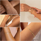 Mothers Day Gifts for Mom Gold Bracelets for Women Waterproof, 14K Gold Plated Jewelry Sets Trendy Thin Dainty Stackable Cuban Link Paperclip Chain Bracelet Pack Fashion Accessories Gifts for Womens