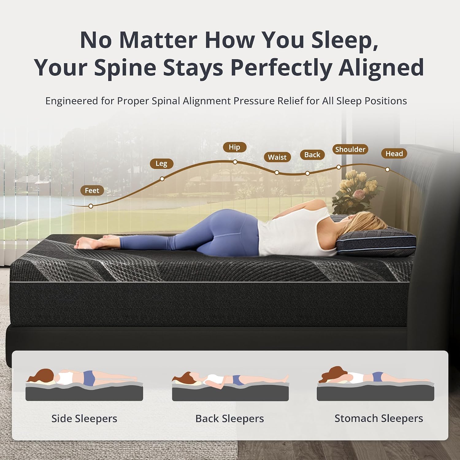 Dyonery Queen Size Mattress 10 Inch Gel Memory Foam Medium