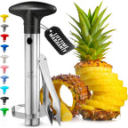 Zulay Kitchen Stainless Steel Pineapple Corer & Slicer – Heavy Duty Pineapple Cutter & Eye Removal Tool – Effortless Core Remover Tool With Sharp Reinforced Blade & Ergonomic Handle - Black