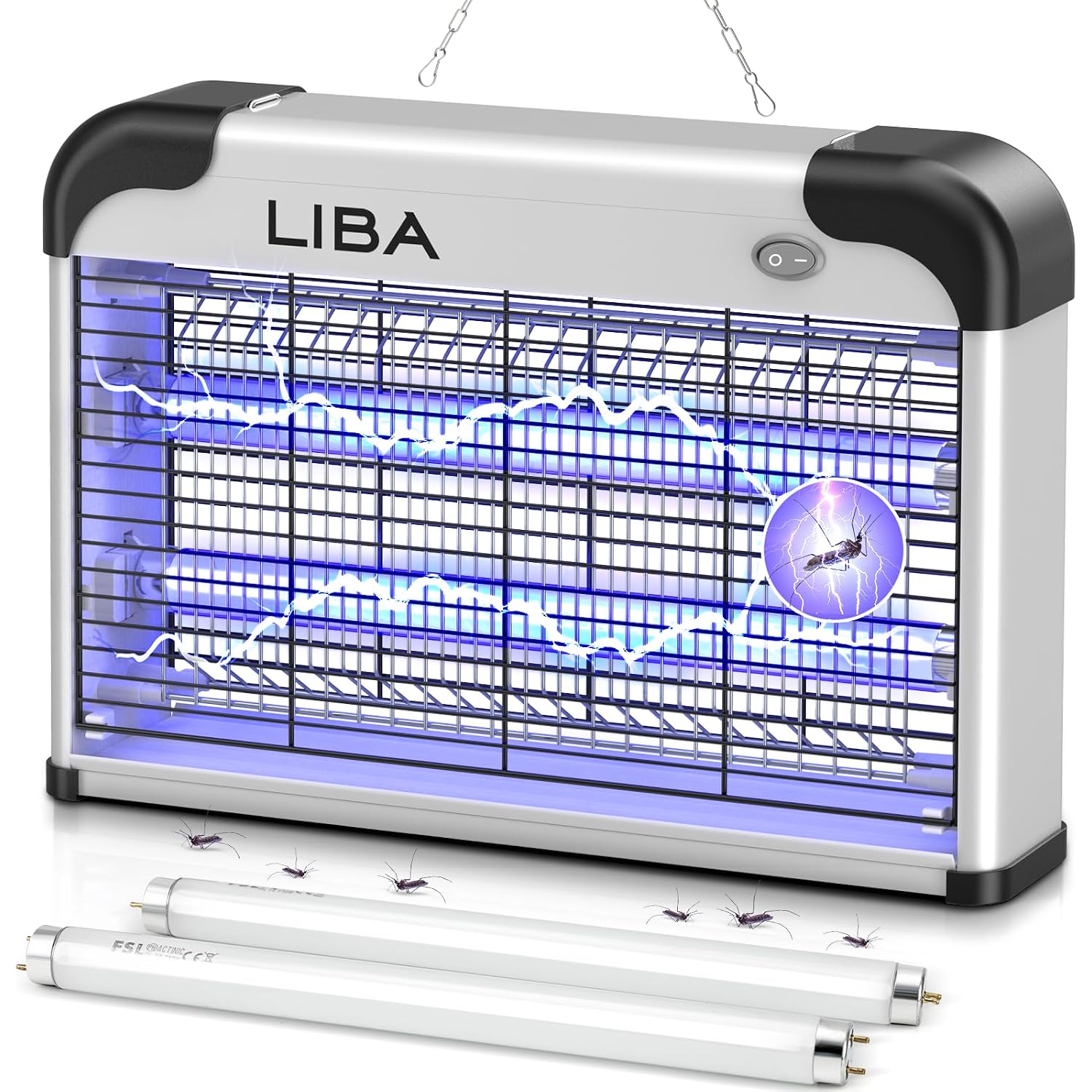 Liba Bug Zapper 2800V Indoor, With 2 Extra Replacement Bulbs | 2800V Grid Kills Flies And Mosquitoes, Removable Washable Tray, Indoor Insect Killer, Easy-To-Clean