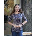 3/4 Length Sleeve Blouse Pleated Tops Tunics for Women Dressy Shirt Business Casual