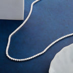 DEWBERRY 8 to 19 CTTW Round VS/FG IGI Certified Lab Grown Diamond Riviera Tennis Necklace Length 16",18", 20" & 22 inch 925 Silver 14K Gold Plated 4 Prong Set Uniform Straight Line Tennis Necklace