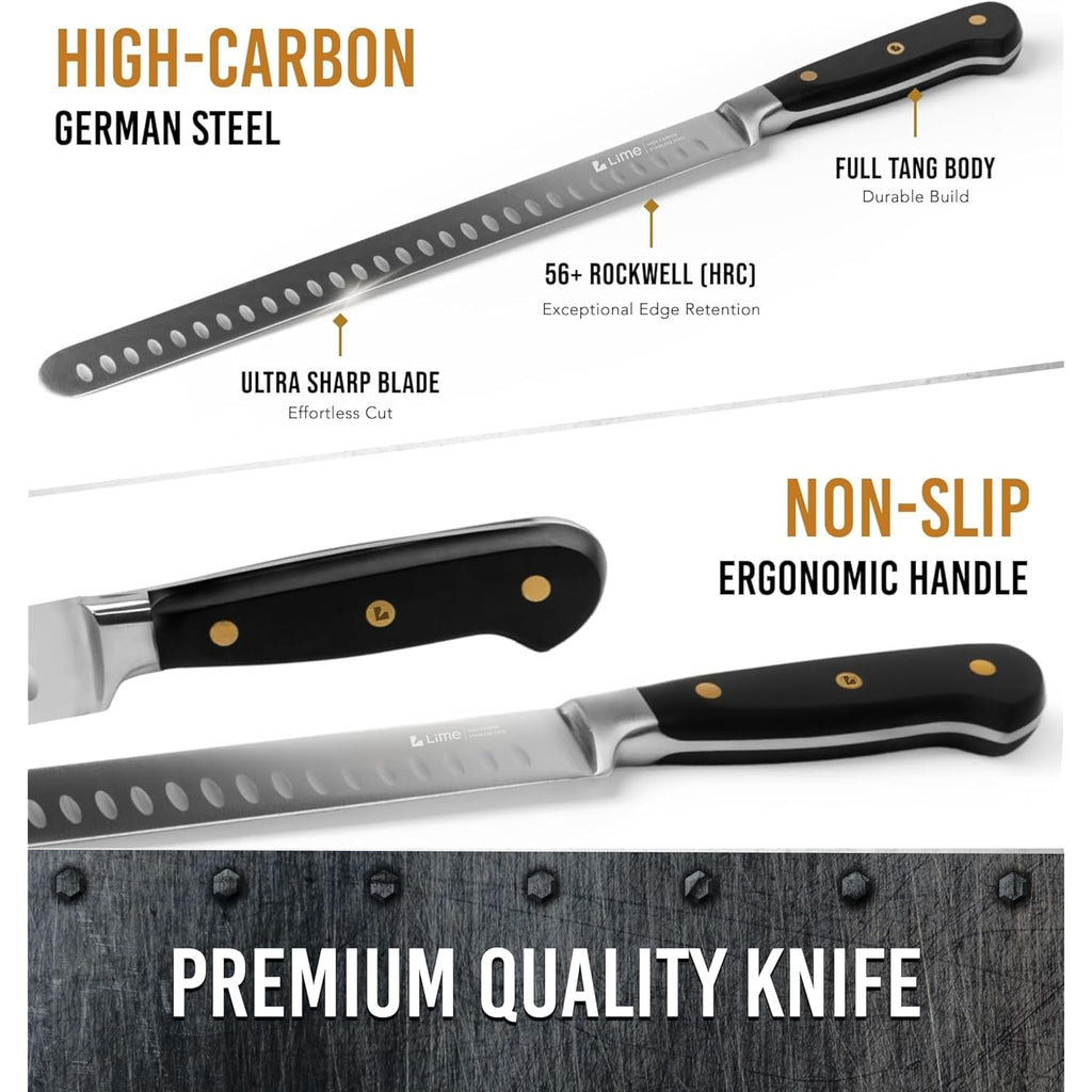 Bright Hobby Brisket Slicing Knife – 12" Brisket Knife, BBQ, Grilling Gifts For Men – Razor Sharp German Steel, Full Tang, Ergonomic Handle