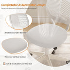 Jpbsto Armless Desk Chair, Height Adjustable Swivel Office Rolling Task Chairs With Soft Mesh Padded Cushion, Ergonomic Small Study Computer Chair For Girls Boys Teens (White, 1Pc)