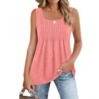 Zeagoo Women'S Summer Tank Tops 2026 Pleated Square Neck Loose Fit Casual Flowy Tunic Sleeveless Shirts
