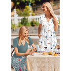 Womens Summer Casual Dresses Short Sleeve Midi Warp V-Neck Floral Dress with Pockets Tiered Flowy A Line Sundress