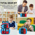 School Backpack For Boys - 4Pcs Gamer Boys Backpack With Lunch Box Set For Elementary Middle School - Students Bag For Ages 6-18,18″ Video Game Bookbag Travel Back Pack