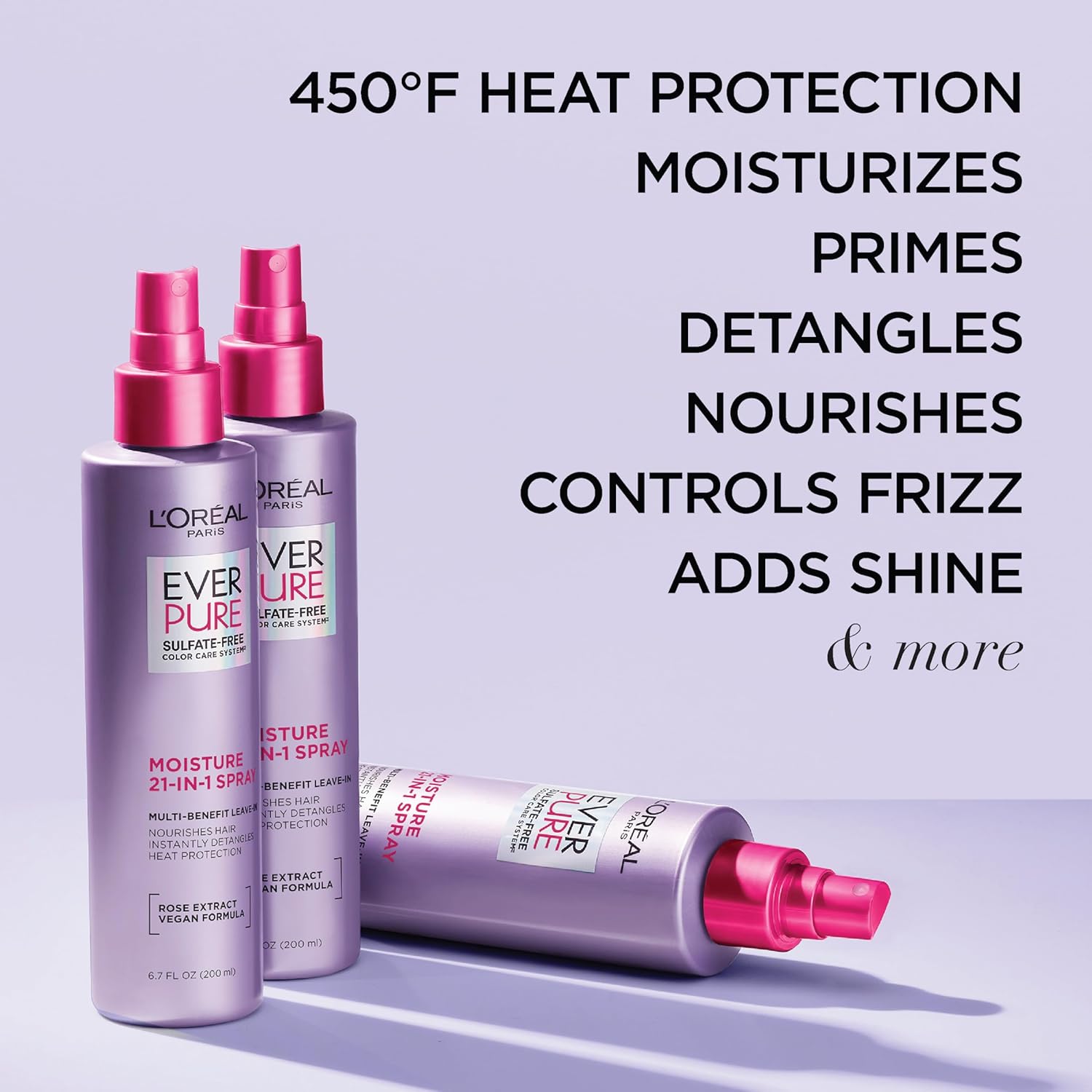 L'Oreal Paris 21-in-1 Leave In Conditioner Spray, Sulfate Free, Vegan, EverPure 6.8 fl oz