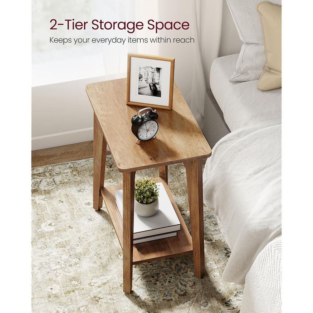 Vasagle Maezo Collection - Side Table, 2-Tier Small Rectangular End Table, 11.8 X 18.9 X 21.8 Inches, Nightstand With Tapered Legs, Curved Transitions, For Small Spaces, Honey Brown Ulet332K01