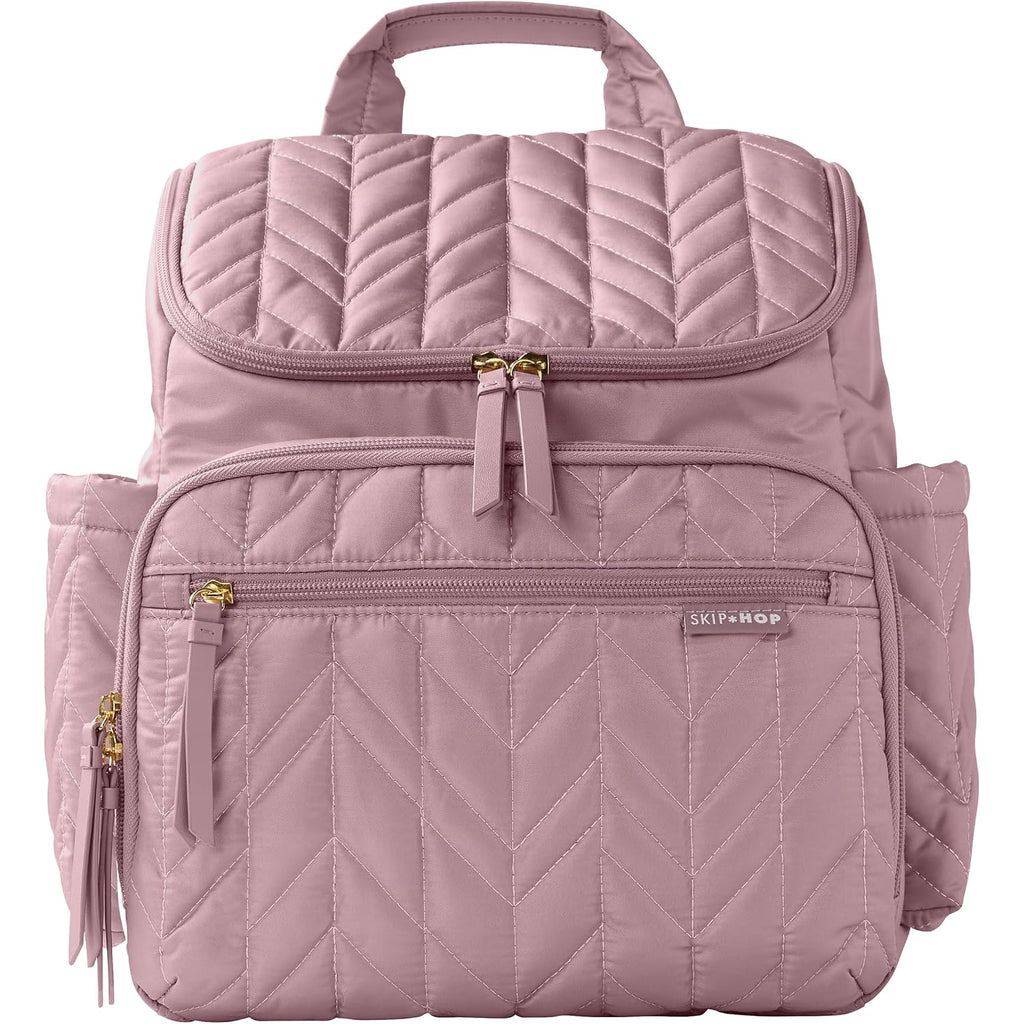 Skip Hop Diaper Bag Backpack: Forma, Multi-Function Baby Travel Bag With Changing Pad & Stroller Attachment, Mauve Mist