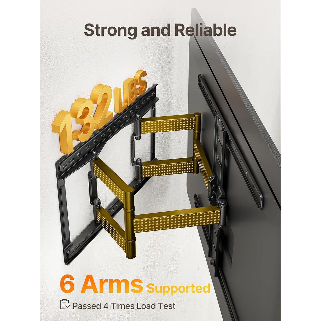 Montek Ultra Slim Tv Wall Mount For 43-90 Inch Tvs | 1.1" Thin Low Profile Full Motion Bracket | Dual Swivel Articulating Arms With Tilt | Max Vesa 600X400Mm | Holds 132Lbs | Fits 16"/18" Studs