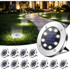 4.6Inch Solar Ground Lights 12Packs, Garden Solar Outdoor Waterproof Pathway Bright In-Ground Landscape Lights For Patio, Lawn, Yard, Driveway, Step And Walkway(White Light)