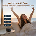 Buffbee Alarm Clock With Bluetooth Speaker & Fm Radio For Bedside – Gradual Wake-Up Sounds, Fully Dimmable Display & Ambient Night Light, Plug-In Digital Clock For Bedroom