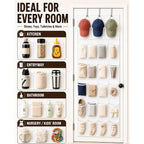 Over The Door Shoe Organizer With 24 Crystal Clear Pockets And Metal Hooks – Heavy Duty Hanging Shoe Storage Rack For Closet, Bathroom, Dorm – Space Saving For Shoes, Accessories, Toys (White)