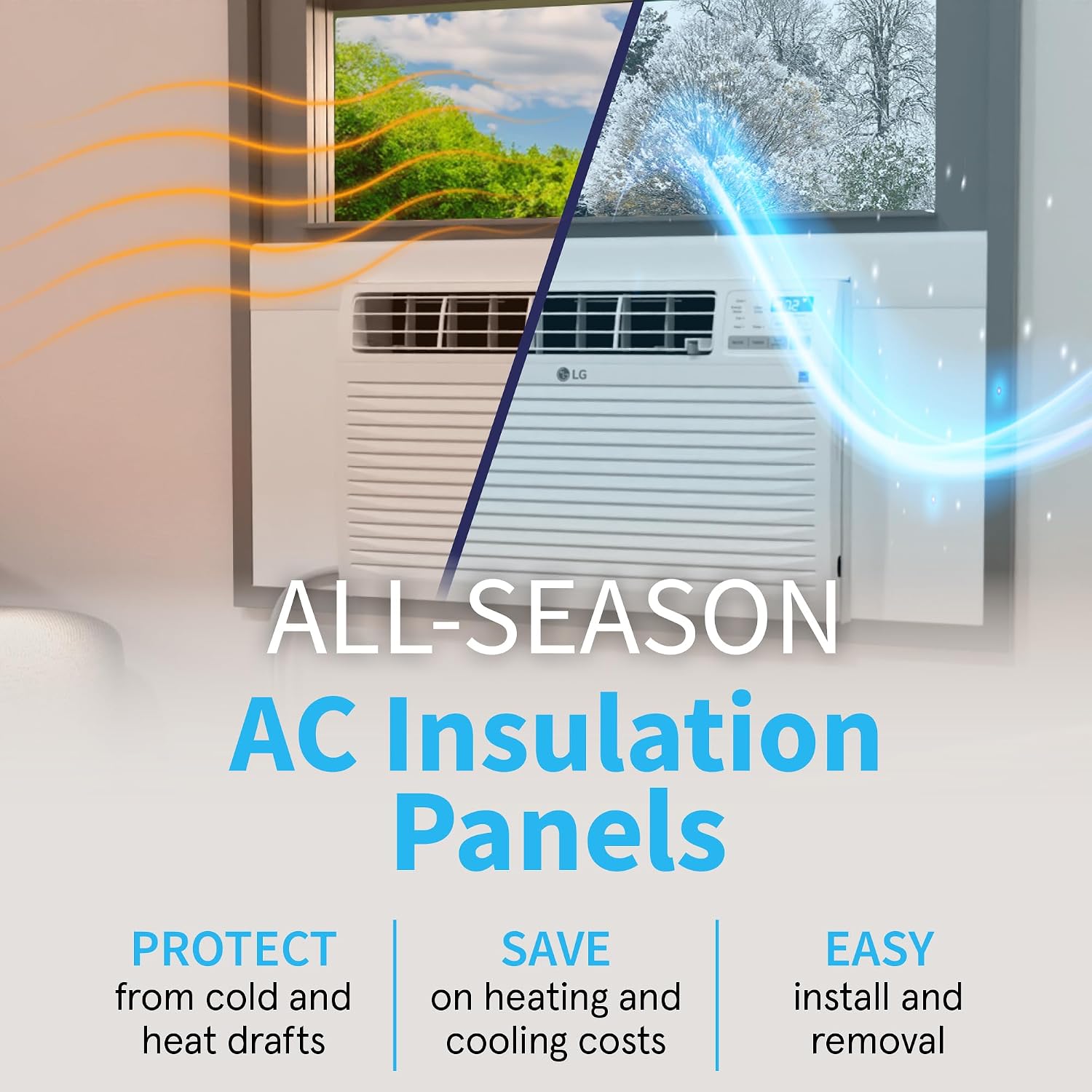 Surround Insulation Side Panels White For Window Ac Unit Indoor Air Conditioner Cover For Winter And Summer