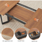 Itaar 5-Piece Dining Table Set For 4-6 People, 63" Extendable Kitchen Table And 4 Cushion Chairs, Dining Room Table With Mdf Board & Metal Frame For Small Space, Easy Clean, Brown