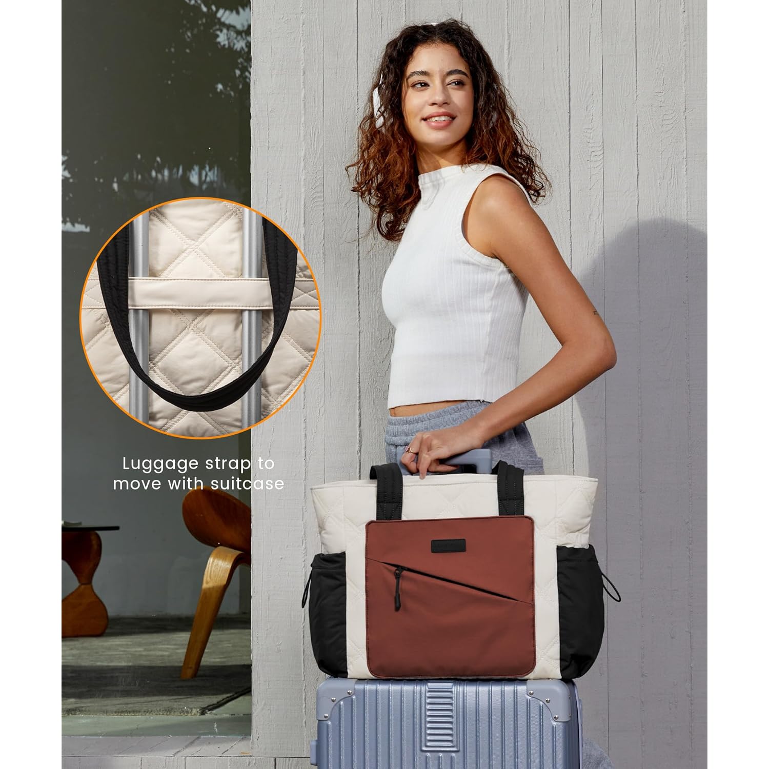 LOVEVOOK Tote Bag for Women, puffer tote bag for Work Travel Nurse, Lightweight quilted Bags with Compartments
