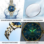 OLEVS Watch Women Two Tone Watches for Women with Date Dress Womens Watches for Medium Wrists Luxury Easy Read Womens Watch Waterproof Blue/Black/Gold/Silver Dial Reloj para Mujer Ideal Gift for Her