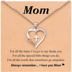 PINKDODO Heart Cross Necklace for Women Baptism Confirmation Easter Gifts