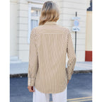 Siliteelon Striped Button Down Shirts For Women Dress Shirts Long Sleeve Casual Collared Office Work Shirt With Pocket